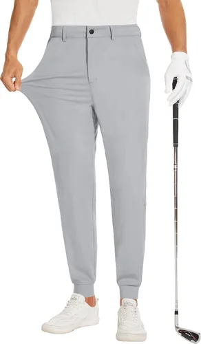 JIM LEAGUE Pantalones deportivos de golf para hombre, con trabillas para cinturón, ajustados, elásticos, para trabajo, viajes, casual, corte cónico,