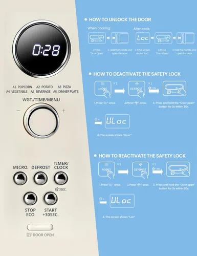 Miniatura 7 de COMFEE' Horno microondas retro, microondas pequeño con 6 menús automáticos, microondas compacto de encimera de 0.9 pies cúbicos con cocción