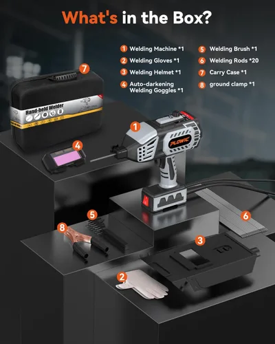 Miniatura 7 de Máquina de soldadura portátil de 110 V, soldador de mano portátil con inversor IGBT 5 ajustes de corriente variable, pistola soldadora eléctrica