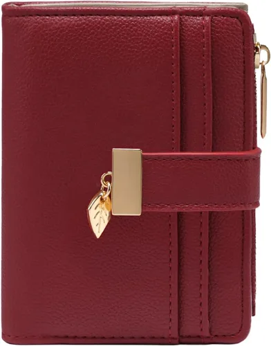 Miniatura 12 de Billetera pequeña para mujer, plegable, de piel suave, tarjetero con ventana de identificación, con cremallera, bolsillo para monedas, carteras