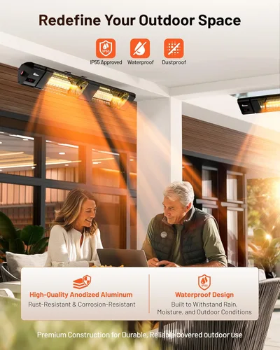 Miniatura 7 de DR. INFRARED HEATER DR-239 3000W Calentador infrarrojo para patio interior y exterior, montaje en pared o techo, IP55 resistente a la intemperie