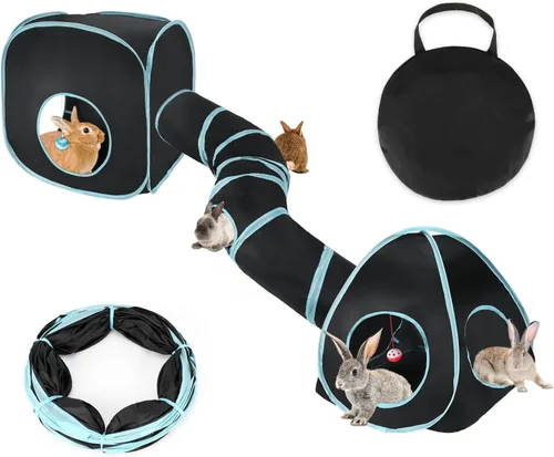 Miniatura 9 de BWOGUE Túneles y tubos de conejo, tubo plegable para escondite de conejo y cubos plegables, patio de recreo, escondite de actividades para animales