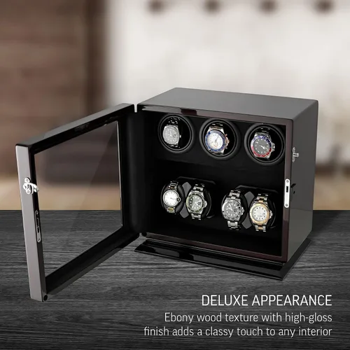 Miniatura 2 de Bobinador de reloj para 7 relojes con retroiluminación interior opción de parada del motor y opción de alimentación de batería