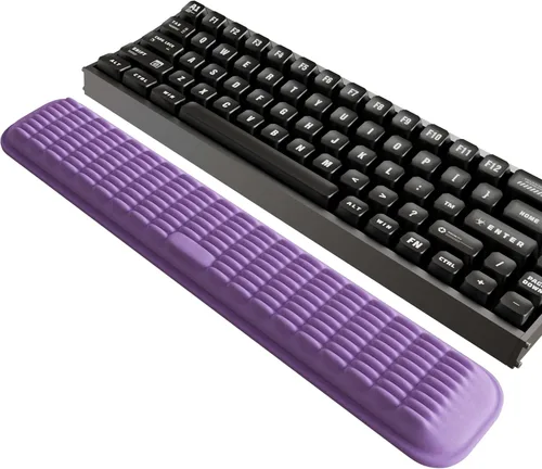 Miniatura 23 de MEKASS Reposamuñecas para teclado para teclado compacto del 60%, soporte ergonómico de espuma viscoelástica suave para muñeca con base Negro