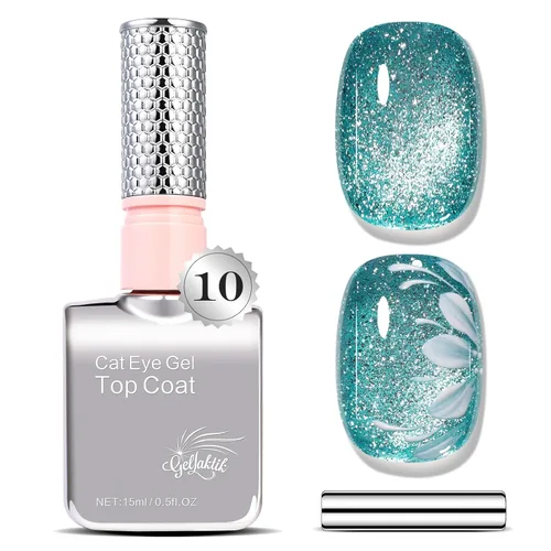 Miniatura 13 de 5-en-1 Esmalte de uñas de gel ojo de gato 15ml Fórmula todo en uno, sin necesidad de capa base/selladora, esmalte de uñas magnético fácil para Ámbar