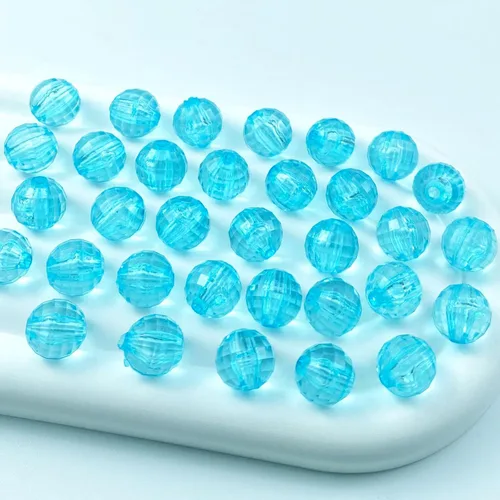 Miniatura 21 de 1000 cuentas facetadas redondas acrílicas de 0.236 pulgadas (0.236 in), cuentas espaciadoras de cristal, cuentas sueltas con múltiples facetas