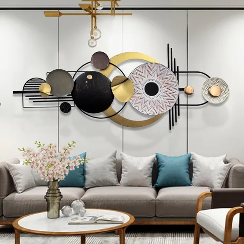 Miniatura 5 de ERMOFAV Decoración de Pared, Arte de Pared Geométrico Circular de Metal Moderno y Creativo, 59x24 Pulgadas Grandes Esculturas de Pared de Metal
