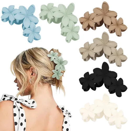 Miniatura 14 de AHONEY 6 pinzas de garra con flores, pinzas para el cabello lindas para mujeres, pinzas de sujeción fuerte, pinzas de garra para el cabello