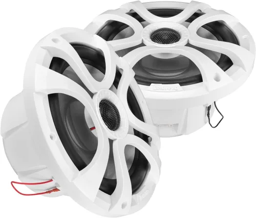 Timpano Altavoces marinos de 8 pulgadas de 600 vatios por par TPT-CX8MW-4 altavoces coaxiales impermeables de 2 vías, 1 par, blanco, resistentes a