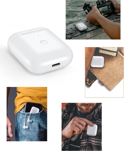 Miniatura 8 de Funda de carga inalámbrica de repuesto compatible con AirPods de 1ª y 2ª generación con botón de emparejamiento de sincronización Bluetooth (negro)