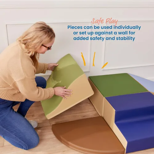 Miniatura 4 de ECR4Kids SoftZone Little Me Wall Climb and Slide - Juego para principiantes, Earthtone, 6 piezas Tono tierra