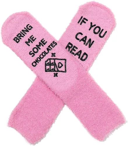 Miniatura 43 de CHANGGER Calcetines unisex con texto en inglés "If You Can Read This Bring Me Some Fuzzy Funny Saying Crew Socks Christmas Unisex Gift