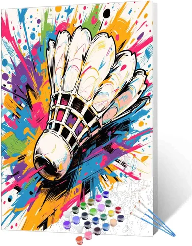 Miniatura 27 de Aihonmin Pintura por números, tema de baloncesto, kit de pintura al óleo para niños y adultos, pintura de dibujo de 16 x 20 pulgadas, pigmento Bola