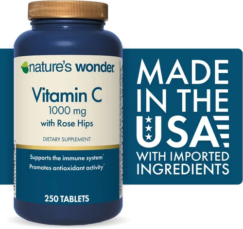 Miniatura 2 de Nature's Wonder Vitamina C 1000 mg con tabletas Rose HIPS para la salud inmunológica, 250 porciones, 250