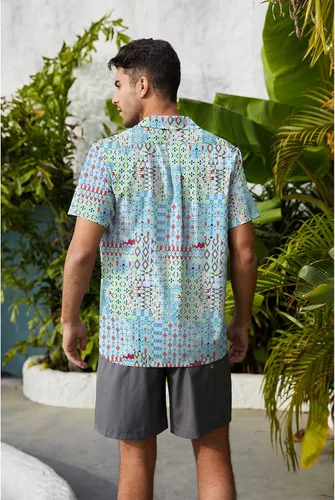 Miniatura 5 de Camisa hawaiana para hombre, con estampado floral, cómoda, con botones, casual, manga corta, ropa de playa para hombre