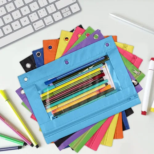 Miniatura 2 de YoeeJob Estuche para lápices para carpeta de 3 anillas, estuches con cremallera para lápices a granel, estuche para lápices con ventana transparente