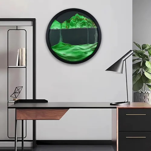 BBYYT Arte de Arena en Movimiento, Escultura Giratoria Montada en Pared, Arte de Pared Paisaje de Mar Profundo para Decoración de Habitación, Marco