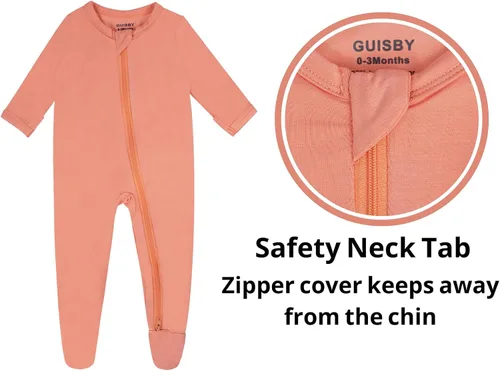 Miniatura 2 de GUISBY Pijama de rayón con pies para bebé con puños de manopla, mameluco suave de manga larga de 0 a 18 meses