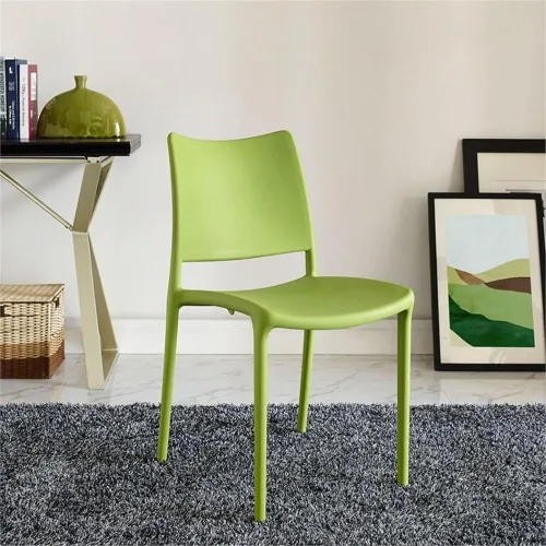 Miniatura 2 de Modway Hipster contemporáneo moderno moldeado plástico apilable silla de comedor en verde