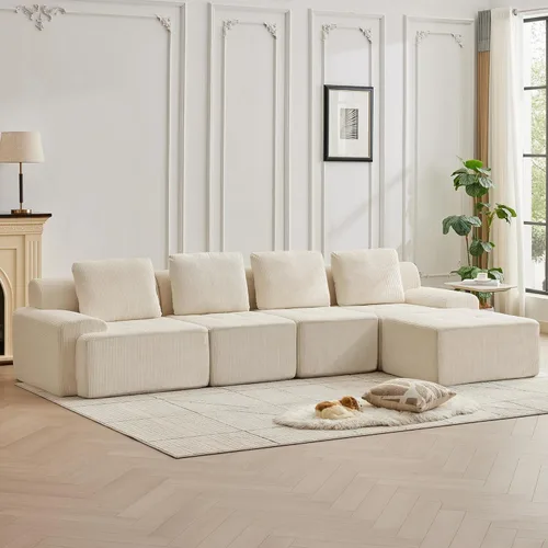 Miniatura 12 de Modular Sectional Sofa with Movable Ottoman, 1 Seat Deep Seat Couch with 1 Pillow, Comfy Cloud Sectional Sofa for Living Room, Bedroom and Apartment