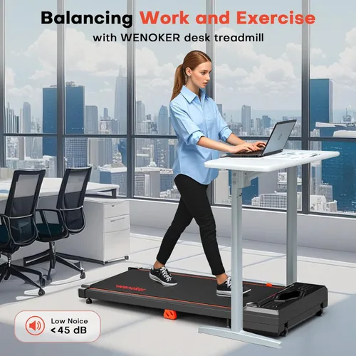 Miniatura 7 de WENOKER Caminadora portátil para oficina en casa, máquina de correr compacta y silenciosa, con control remoto y pantalla LED, sin instalación Azul