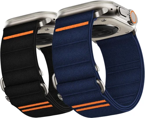Miniatura 10 de Suitisbest Paquete de 2 correas deportivas compatibles con Apple Watch Ultra de 49mm 46mm 45mm 44mm 42mm 41mm 40mm 38mm, correa deportiva elástica