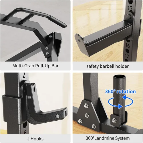 Miniatura 4 de Power Cage - Rack de Potencia Multifunción con Sistema de Cruce de Cables, Rack para Sentadillas de Capacidad de 1800 LBS con Banco de Pesas