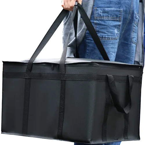 Miniatura 13 de musbus Paquete de 4 bolsas de compras aisladas XL, rojas, bolsa refrigeradora, cremallera, plegables, bolsa de mano, frío y caliente, para Rojo