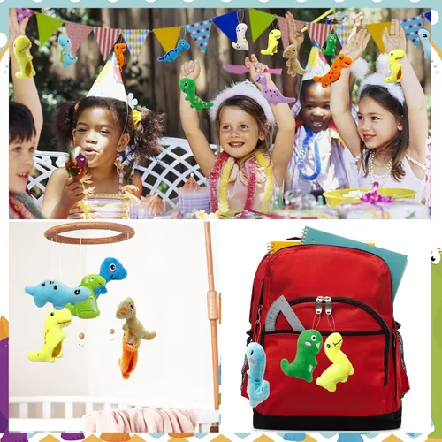 Miniatura 6 de XIPEGPA 40 PCS Juego de Juguetes de Peluche de Dinosaurio Mini, Lindo Llavero de Juguete de Dinosaurio Pequeño Relleno para Recuerdos de Fiesta