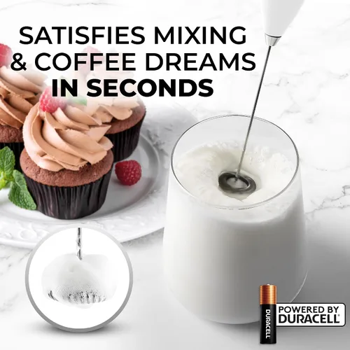 Miniatura 15 de Zulay Kitchen FrothMate Potente espumador de leche portátil y compacto para hacer espuma de mano, lattes, capuchinos Plateado transparente