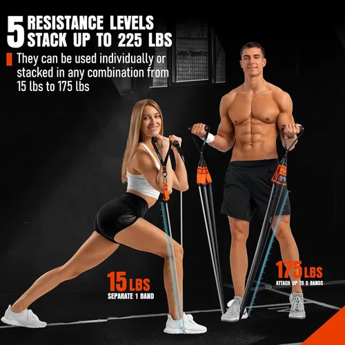 Miniatura 5 de Resistance Bands with Handles, 175lb Exercise Bands for Working Out, Fitness Bands, Workout Bands with Door Anchor and Ankle Straps, Physical