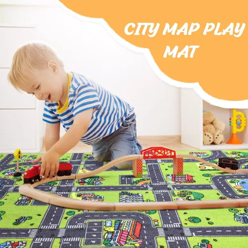 Miniatura 2 de Alfombra para niños de Flagover para sala de juegos y aula, alfombra antideslizante de 3x5 para coches de juguete, alfombra educativa lavable a
