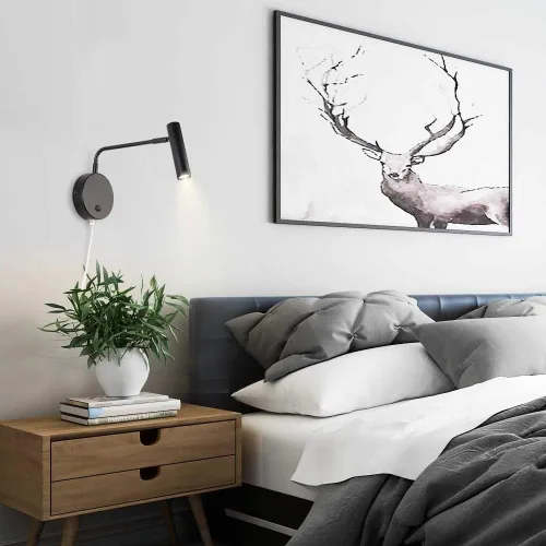 Miniatura 4 de Joossnwell Luces de pared con cable de enchufe, lámparas de pared industriales para dormitorio con interruptor de encendido y apagado, blanco