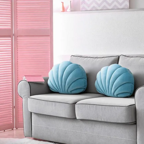 Miniatura 5 de Marsui Almohada decorativa de conchas marinas, decoración de habitación preparada, regalo de fiesta, cojín suave para silla, bonita almohada de Azul