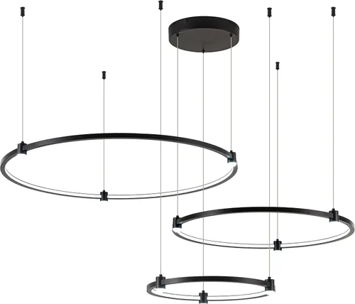 Miniatura 15 de Lámpara colgante LED moderna regulable de 23.6 pulgadas, color negro, 1 anillo circular, para sala de estar, comedor, cocina, oficina, vestíbulo