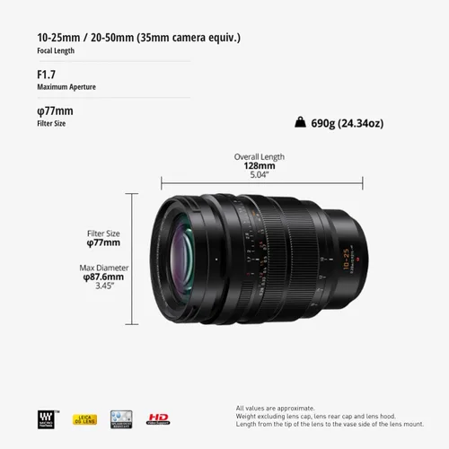 Miniatura 3 de Panasonic Lumix G Leica DG Vario-Summilux 0.394-0.984 in, F1.7 ASPH. Lente, apertura continua, rendimiento de video, montaje micro cuatro tercios