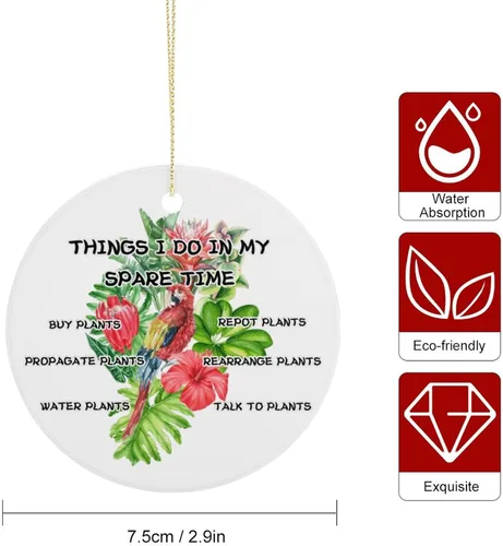 Miniatura 4 de Adornos de plantas para árbol de Navidad, decoración de Navidad de señora de plantas locas, bonitos y divertidos adornos de cerámica para amantes