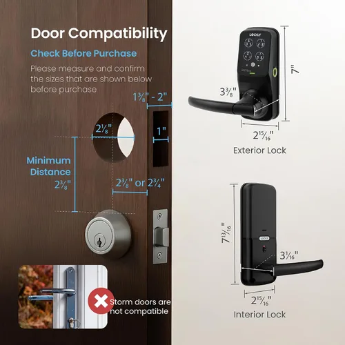 Miniatura 6 de Lockly Secure Pro Smart Lock Wi-Fi, cerradura de puerta digital de entrada sin llave, sensor de huellas dactilares biométrico 3D, cerradura