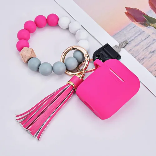 Miniatura 6 de Filoto Compatible con estuche para AirPods, funda bonita para AirPods 2/1 de Apple para mujeres, estuche protector de silicona con llavero de Rosa