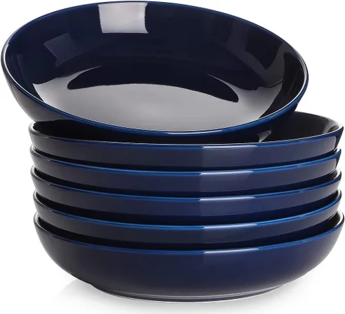 Miniatura 8 de Y YHY Tazones para pasta de 30 onzas, cuencos grandes para servir ensalada, cuencos de sopa poco profundos, cuencos de porcelana para pasta, juego