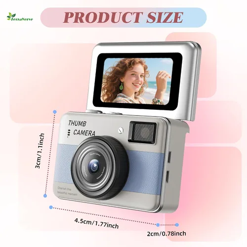 Miniatura 2 de Mini Keychain Camera - HD Thumb Camera, 1.47-inch Flip Screen Multiple Shooting & Recording Modes Portable Digital Camera with SD Card for