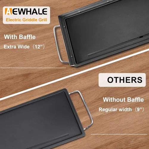 Miniatura 4 de AEWHALE Parrilla eléctrica antiadherente extra grande de 35 pulgadas, parrilla Teppanyaki BBQ para interiores y exteriores, con temperatura