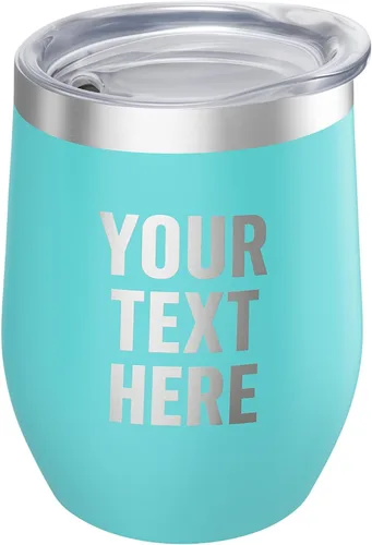 Miniatura 18 de Vaso de vino personalizado con tapa – Personalizado en tallado en acero inoxidable aislante color turquesa para bebidas frías y calientes – Taza