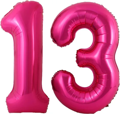 Lovoir Globo de 40 pulgadas color rosa intenso con el número 31 de 13 dígitos gigantes de papel de aluminio Mylar para helio rosa intenso para