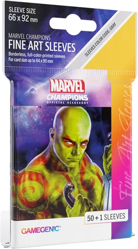 Gamegenic Marvel Champions The Card Game - Juego de cartas oficial Drax Fine Art, paquete de 50 fundas artísticas y 1 funda transparente para juego