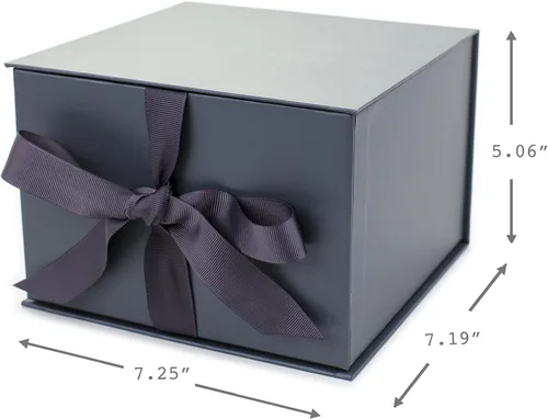 Miniatura 5 de Hallmark Caja de regalo mediana con tapa y relleno de papel triturado (caja gris de 7 pulgadas) para bodas, graduaciones, cumpleaños, día del padre