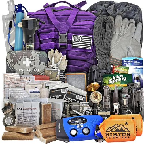 Miniatura 11 de Sirius: Bolsa de Emergencia Precargada - Kit de 72 Horas para 2 Personas - Kit de Supervivencia en Mochila de Emergencia - Mochila Táctica Premium