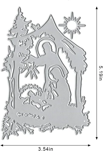 Miniatura 2 de Troqueles de corte de metal para Navidad, Pascua, religión, pesebre, fondo de rezo, troqueles para hacer tarjetas, álbumes de recortes y álbum