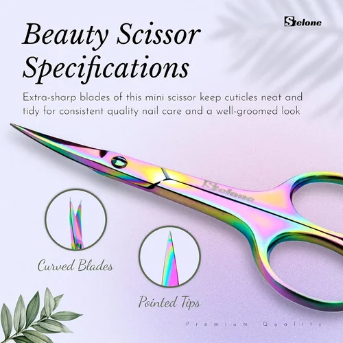 Miniatura 5 de Tijeras de aseo profesional para cejas, pequeñas tijeras curvadas de acero inoxidable para manicura y belleza para mujeres
