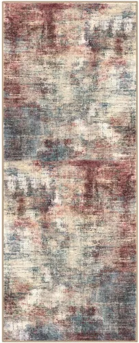 Miniatura 128 de IOHOUZE Alfombra abstracta lavable de 3 x 12 pies para pasillos, antideslizante para cocina, camino de entrada de lana sintética para interiores